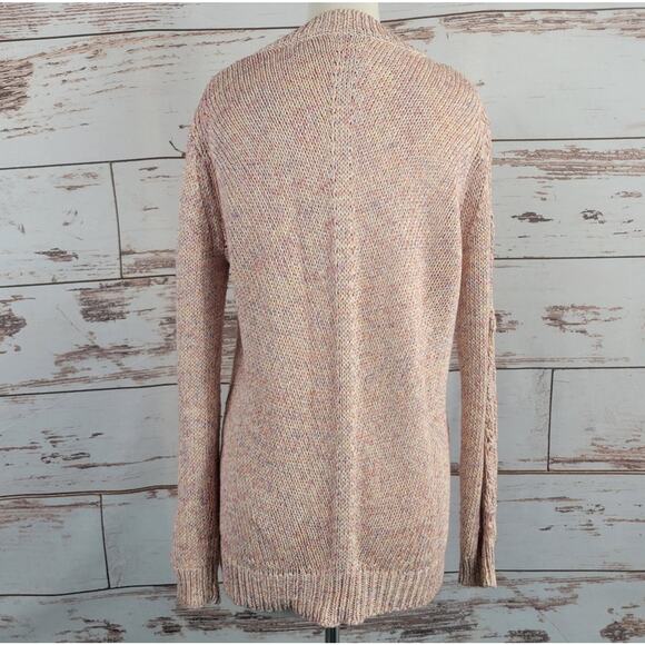 Theory UDA Rainbow Tape Sweater V Neck Open Knit Pink Size Medium - Picture 3 of 8
